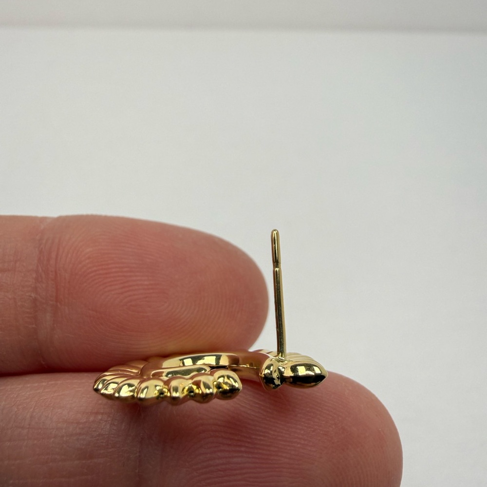 18K Genuine Yellow Gold Spiked Stud Earrings (Preowned) - Picture 16 of 17